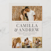 Modern 4 Foto Elegant Wedding Kaart (Voorkant / Achterkant)