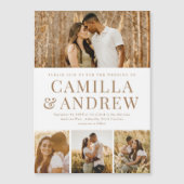 Modern 4 Foto Elegant Wedding Magnetische Uitnodiging (Voorkant)