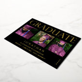 Modern 4 Foto Folie Afstuderen Aankondiging zwart (Gedraaid)