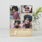 Modern 4-foto Goud Afstuderen Aankondiging (Staand voorkant)
