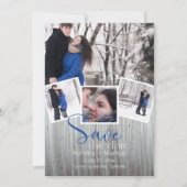 Modern 4 Foto Rustic Typografie Save the Date Kaart (Voorkant)