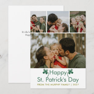 Modern 4 Foto St. Patricks Day Familie  Feestdagenkaart