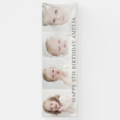 Modern 4 fotocollage | Fijne verjaardag Spandoek (Verticaal)