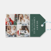 Modern 4 Fotocollage Vrolijk Kerstfeest Cadeaulabel (Voorkant (Horizontaal))