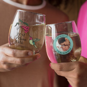 Modern 4 Foto's Blauwgroen Beste Moeder Ooit Kolib Wijnglas Zonder Voet