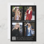 Modern 4 Foto's Model Actor QR Code Comp Kaart (Voorkant)