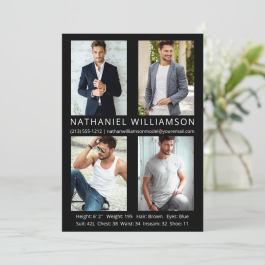 Modern 4 Foto's Pro Model Actor Comp Kaart (Staand voorkant)