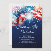 Modern 4 juli Fireworks Invitation Kaart (Voorkant)