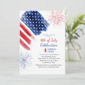 Modern 4 juli Rood Wit Blauw Onafhankelijkheidsdag Kaart (Staand voorkant)