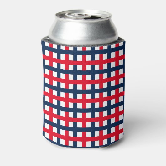Modern 4 juli rood wit patriottisch raster blikjeskoeler (Blikje Achterkant)