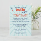 Modern 4 juli Vuurwerk Feest Uitnodiging (Staand voorkant)