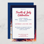 Modern 4 juli vuurwerk kaart (Voorkant / Achterkant)