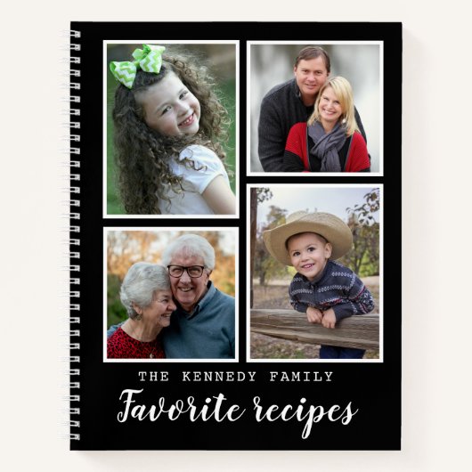 Modern 4 Photo Collage Famille Recettes Livre de C (Devant)