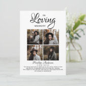 Modern 4 Photo Collage Funeral Bedankkaart (Staand voorkant)