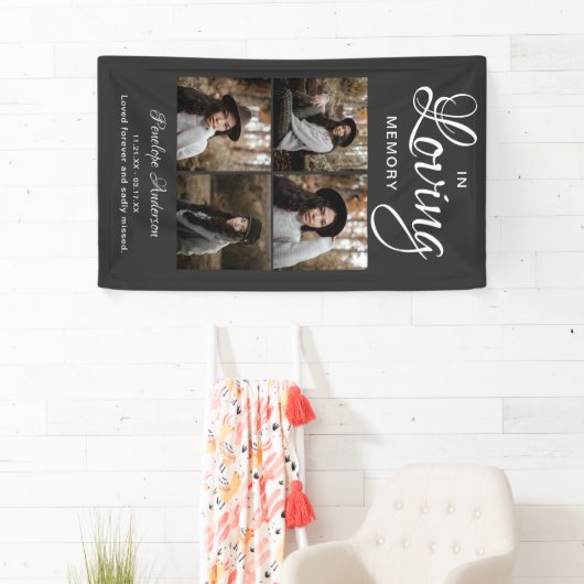 Modern 4 Photo Collage Funeral Spandoek (Insitu)