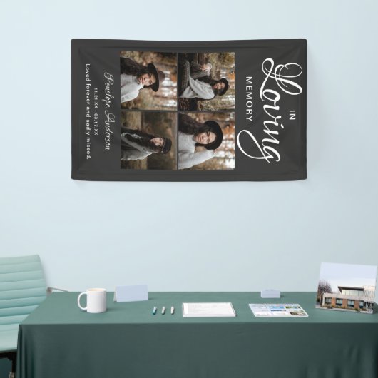 Modern 4 Photo Collage Funeral Spandoek (Beurs)