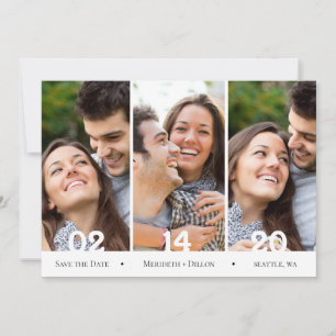 Modern 4 Photo Collage Simple Trendy Save The Date