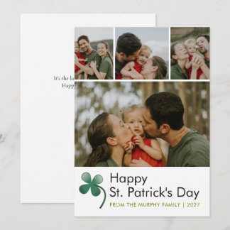Modern 4 Photo Collage St Patricks Day Family Feestdagenkaart