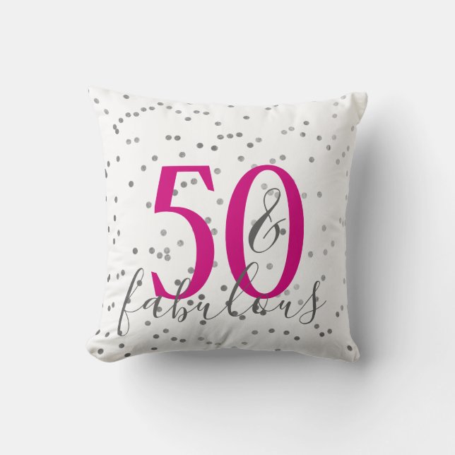 Modern 50 en Fabulous Birthday Confetti Pillow Kussen (Voorkant)