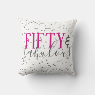 Modern 50 en Fabulous Birthday Confetti Pillow Kussen