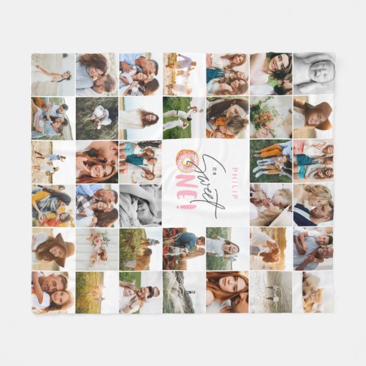 Modern 50e verjaardagsmulti-fotoscript fleece deken (Voorkant (Horizontaal))