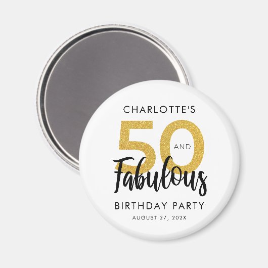 Modern 50ste verjaardag Party Script Custom Swag Magneet (Voorkant / Achterkant)