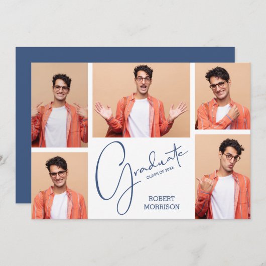 Modern 5 Foto Afstuderen Aankondiging (Voorkant / Achterkant)