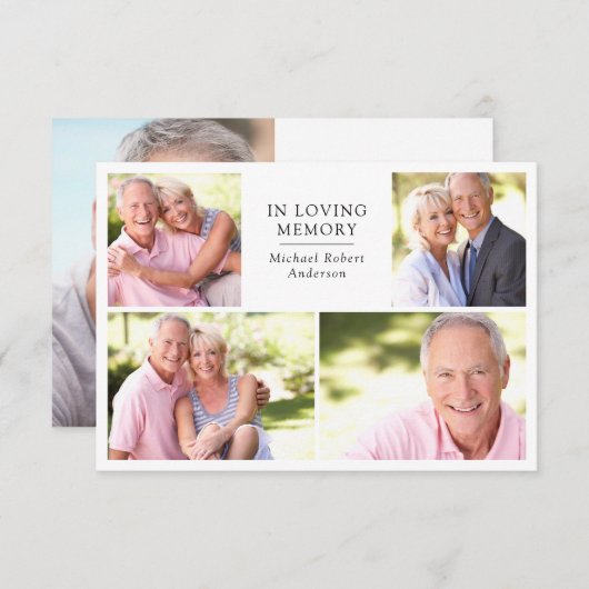 Modern 5 Foto Collage Funeral Bedankkaart (Voorkant / Achterkant)