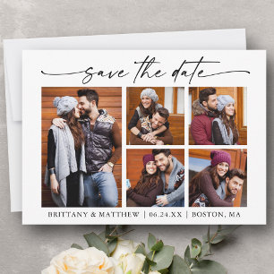 Modern 5 foto minimalistisch inktscript save the date
