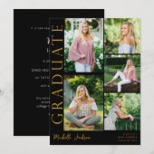 Modern 5 foto zijkant Afstuderen - zwart Kaart (Voorkant / Achterkant)