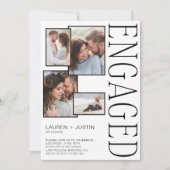 Modern 5 Fotocollage Zwart Wit Verloving Aankondiging (Voorkant)