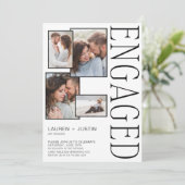 Modern 5 Fotocollage Zwart Wit Verloving Aankondiging (Staand voorkant)