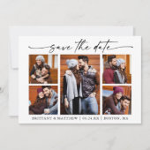 Modern 5 foto's Minimalistisch inktscript Save The Date (Voorkant)