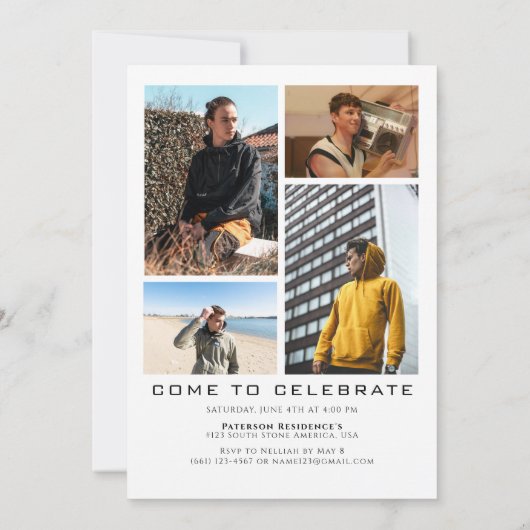 Modern 5 Photo Collage Afstuderen Kaart (Achterkant)