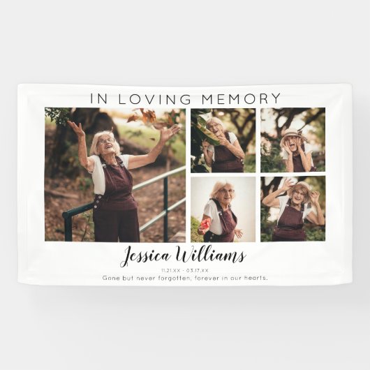 Modern 5 Photo Collage Memorial Banner (Horizontaal)