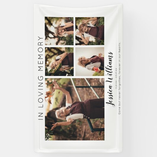 Modern 5 Photo Collage Memorial Banner (Verticaal)