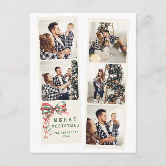Modern 5 Photo Merry Christmas Collage Feestdagenkaart (Voorkant)