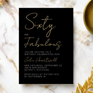 Modern 60 en Fabulous Goud Zwart 60ste Verjaardag Kaart
