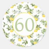 Modern 60th Birthday Lemon Citrus Ronde Sticker (Voorkant)