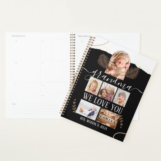 Modern 6 Foto Collage Grandma Personalized Planner (Display)