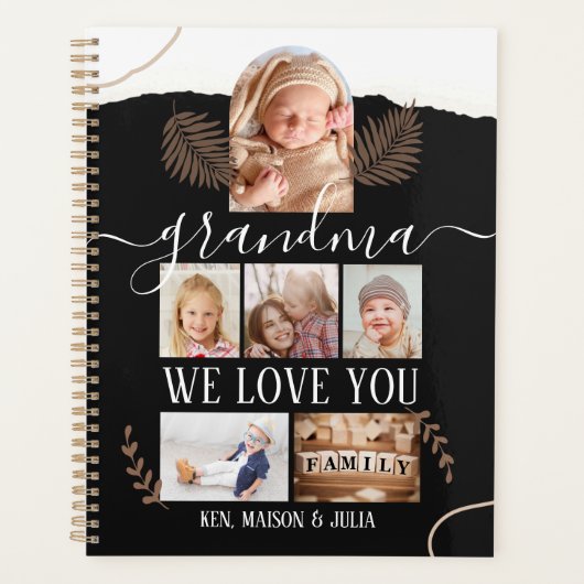 Modern 6 Foto Collage Grandma Personalized Planner (Voorkant)