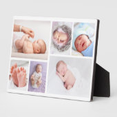 Modern 6 foto Collage Grid Pasgeboren Baby Plaque Fotoplaat (Zijkant)