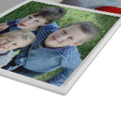 Modern 6 Foto Collage Quote Gray Familienaam Snijplank (Hoek)