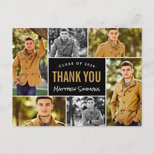 Modern 6 fotocollage Afstuderen dank u Briefkaart (Voorkant)