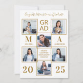 Modern 6 Fotocollage Custom Chic Gold Afstuderen Aankondiging (Voorkant)
