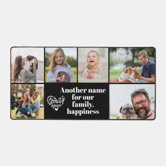 Modern 6 Fotocollage en Tekst Aangepaste Monogram  Bureaumat (Voorkant)