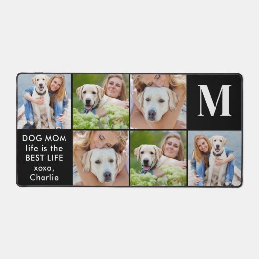 Modern 6 Fotocollage gepersonaliseerd monogram Bureaumat (Voorkant)