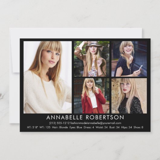 Modern 6 Foto's Model en Actor Comp Kaart (Achterkant)