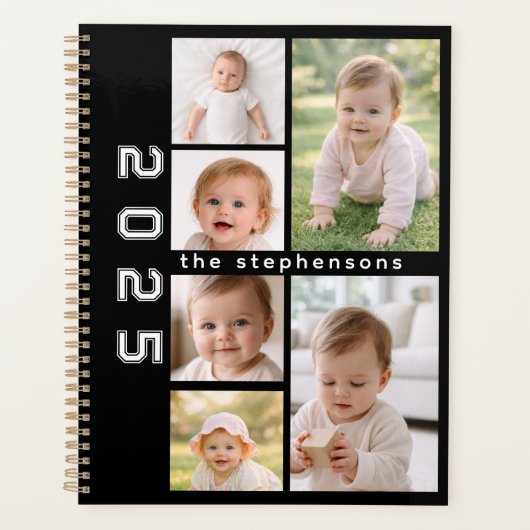 Modern 6 Photo Collage Personalized Planner (Voorkant)