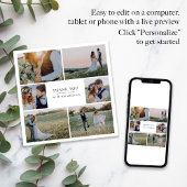 Modern 6 Photo Collage Square Wedding Bedankkaart